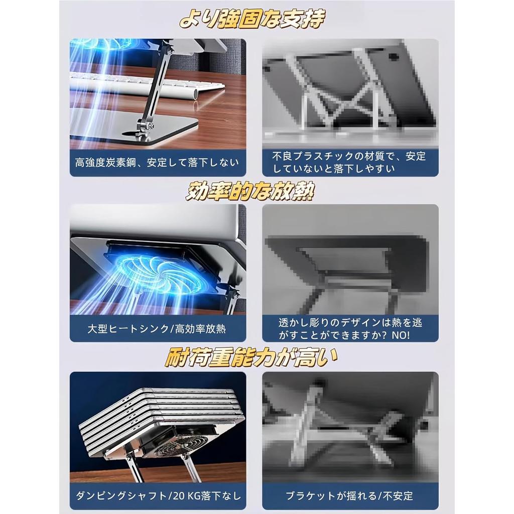 Laptop Stand with Laptop Cooling Efficient Notebook Cooling Pad with Adjustable Quiet Adjustable Angle and Compatible with USB Powered Fan, Stand,