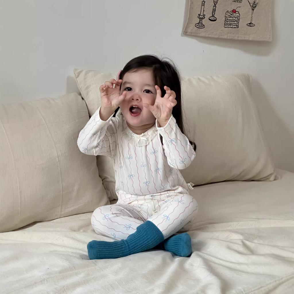[Upgraded Version] Children's Pajamas and Girls' Class A Long Johns, Long Johns, Wool Pull-up Rack Homewear Set
