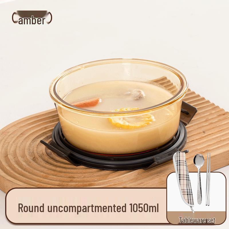 Handun 1050ML Glass Meal Prep Food Container with Cutlery