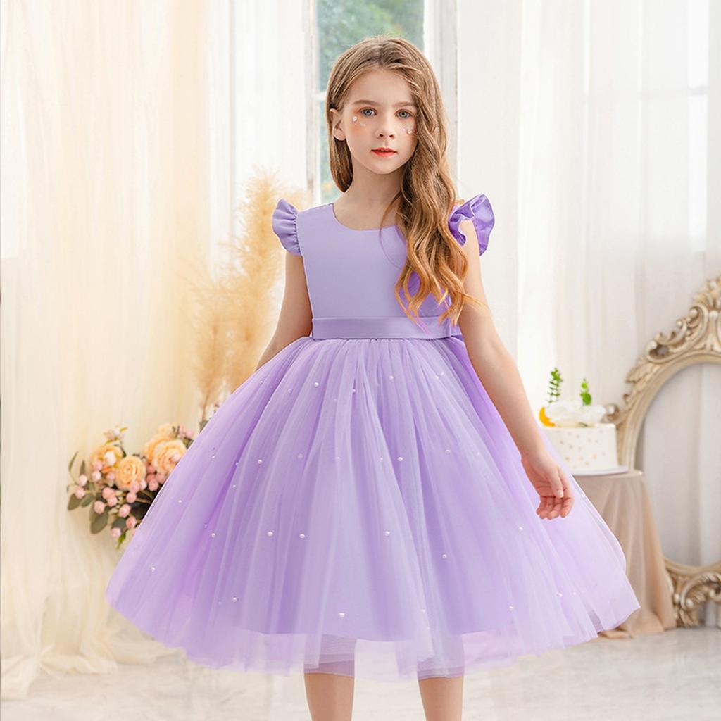 Girl Dress Party Gown Tulle Satin Pageant Birthday Princess Ruffle  Gown