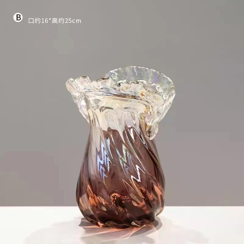 Vase glass gradual change color newChinese creative irregular shape suitable for living room table hydroponic flower arrangement