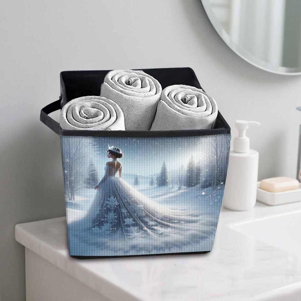 The Hem of A Dress in The Snow 5D Diamond Painting Storage Basket Full Round Drill Mosaic Diamond Embroidery Cross Stitch Kits Home Decor Home Decor