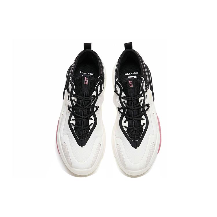 New Anta AT91 Slip Resistant Cushioning Wear Resistant Low Top Skateboard Shoes Women's White Black 122218072-2