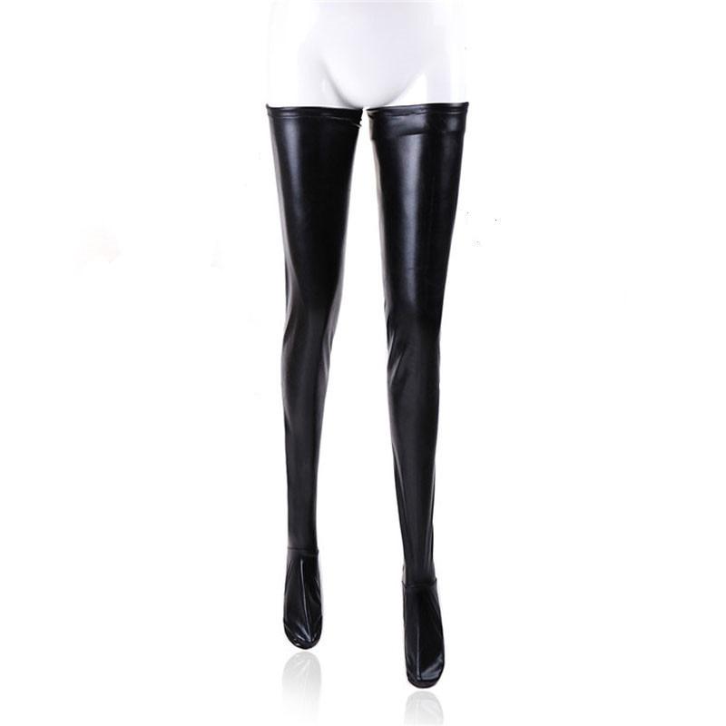 Hot Sexy Nightclub Latex Zipper Sexy Stockings Pu Leather Silicone Thigh High Stockings Women Sexy Lingerie Pole Dance Hosiery