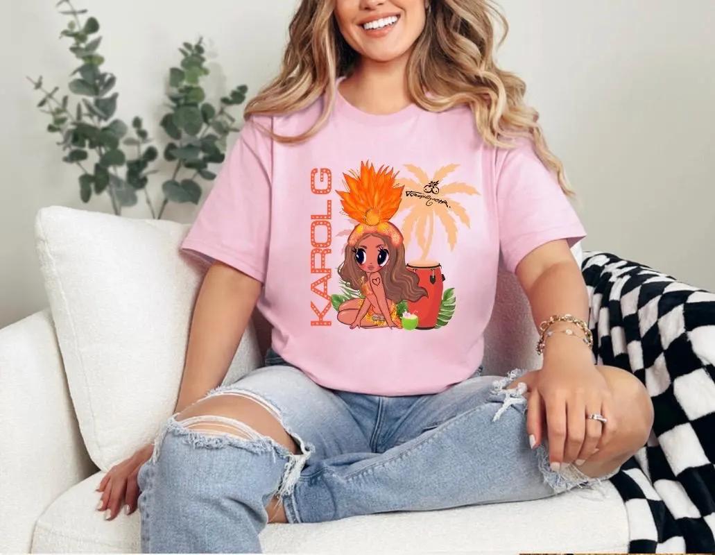 

Karol G Tropicoqueta Tshirt UNISEX and Women Summer Cotton Clothing Casual Fashion Round Neck Short Sleeved Top Streetwear 4XL