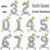 32-Inch Ins Style Digital Standing Crown Base Foil Balloon for Children's First Birthday
