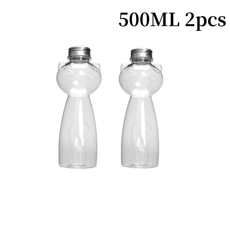 350/500ml Urocze Butelki na Wodę w Kształcie Kota Przenośny Przezroczysty Kubek do Picia na Mleko Herbatę Kawę Sok Napój Domowa Butelka do Picia