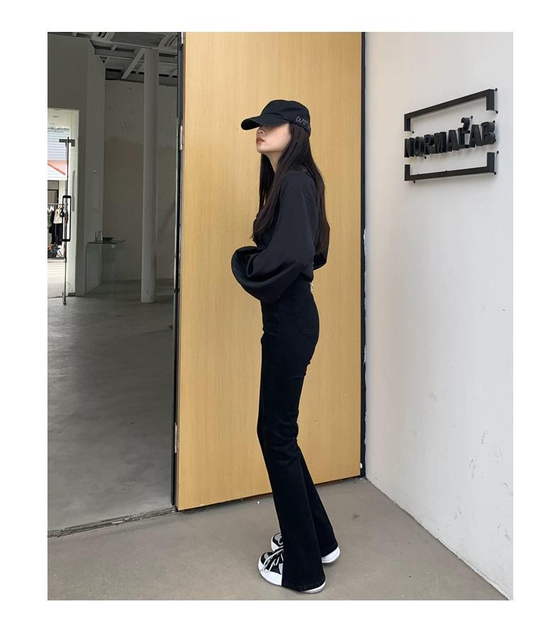 Women's High-Waisted Black Micro-Flare Jeans - Spring 2025 Slimming Versatile Straight Leg Pants