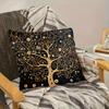 Retro Klimt Inspired Tree Of Life Pillowcase Geometric Pattern Polyester Fabric Decorative Cushion Cover For All Room Types Home