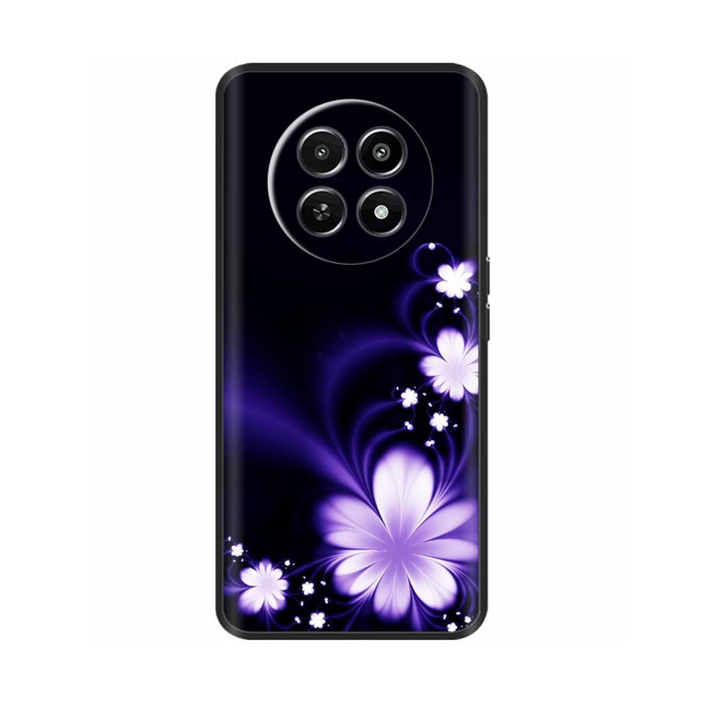 Für Realme 12 5G 12X Handyhülle Cover Blumen Aufdruck Weiches Schwarzes TPU Fundas Für Realme12 12 X Bumper Schale Para Coque Etui Capas