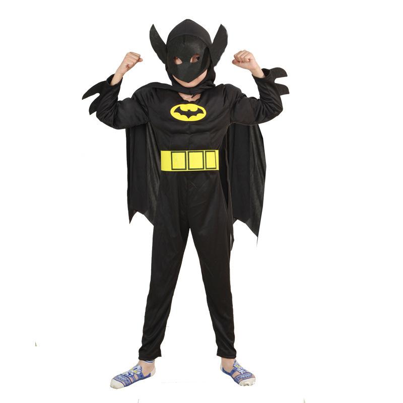 Kids Muscle Costume Superhero Jumpsuit with Attached Cape and Mask for Role Play and Dress Up Events Size S