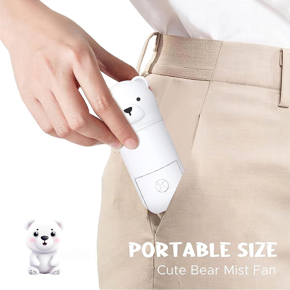 3-Gear White Portable Handheld Mini Misting Fan w/ Rechargeable Battery Operated