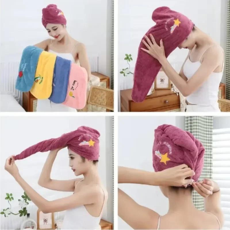 Hot Quickly Dry Hair Hat Super Absorbent Soft Bathroom Women Head Towels Girls Cute Hair Towel Hair Dry Wrap Bonnets