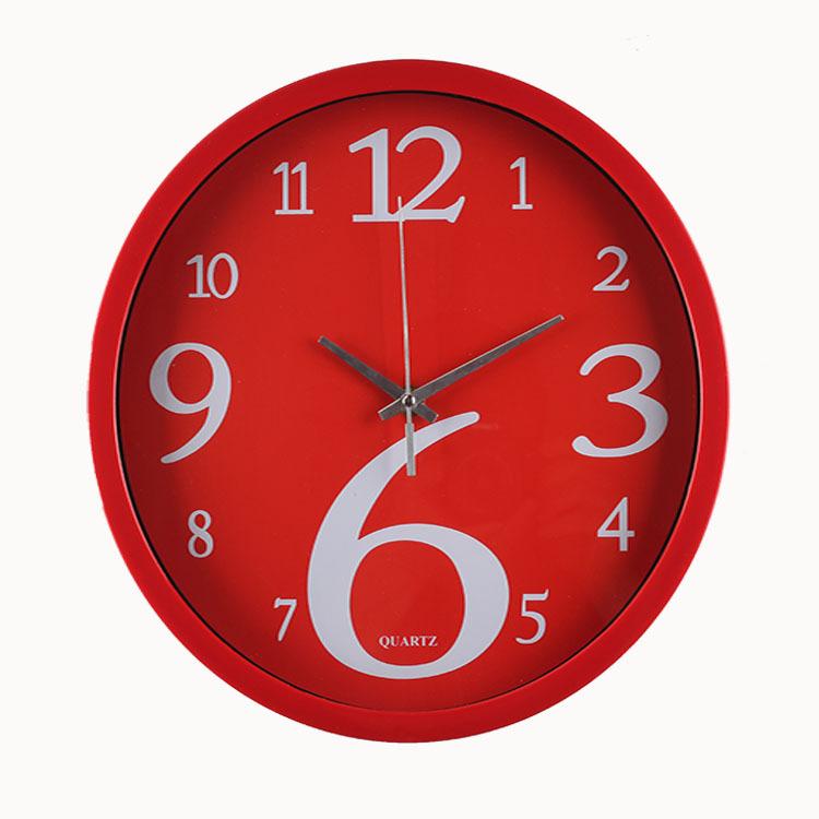 

Plastic Silent Wall Clock Creative Fashion Living Room Three-dimensional Digital Scale Wall Clock 12 Inches 30CM [Large characters in red frame]
