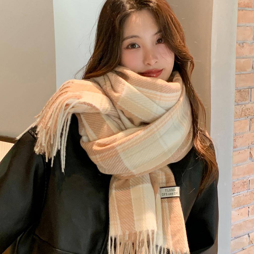 Winter New Student Warm Scarf Korean Versatile Senior Sense Couple Student Versatile Striped Shawl Scarf