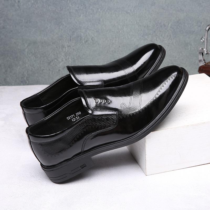 2025 new men's leather shoes office dress business gown men's shoes Wenzhou black leather single shoes wedding shoes