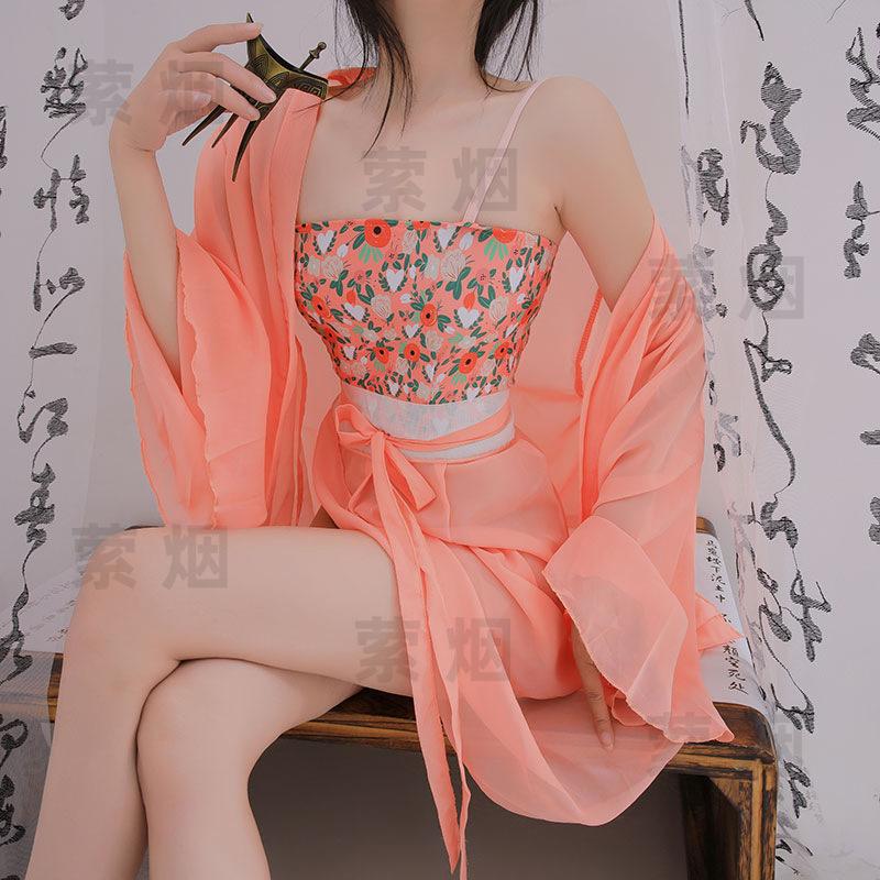 Sex underwear flower drunk hanfu temptation suit sexy antique qqny belly pocket uniform transparent nightdress