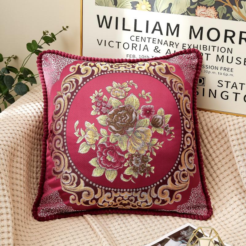 European-Style Sofa Pillow Case Luxury Living Room Pillows Bedside Backrest Embroidery Pillow Cover Large Pillow Removable