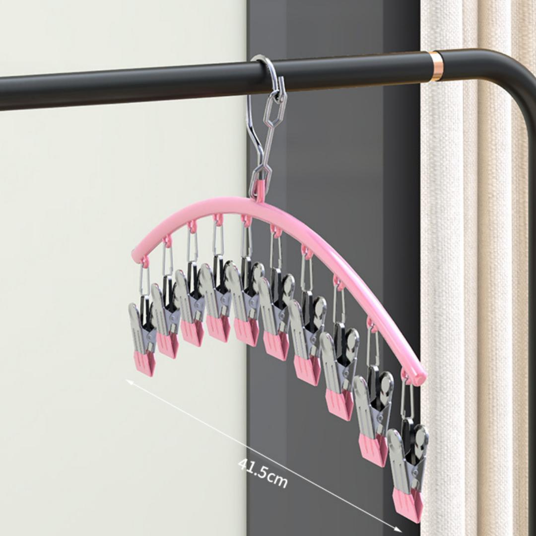 

Ветрозащитная сушилка из нержавеющей стали с прищепками, многофункциональная для носков и нижнего белья 10 Clips розовый