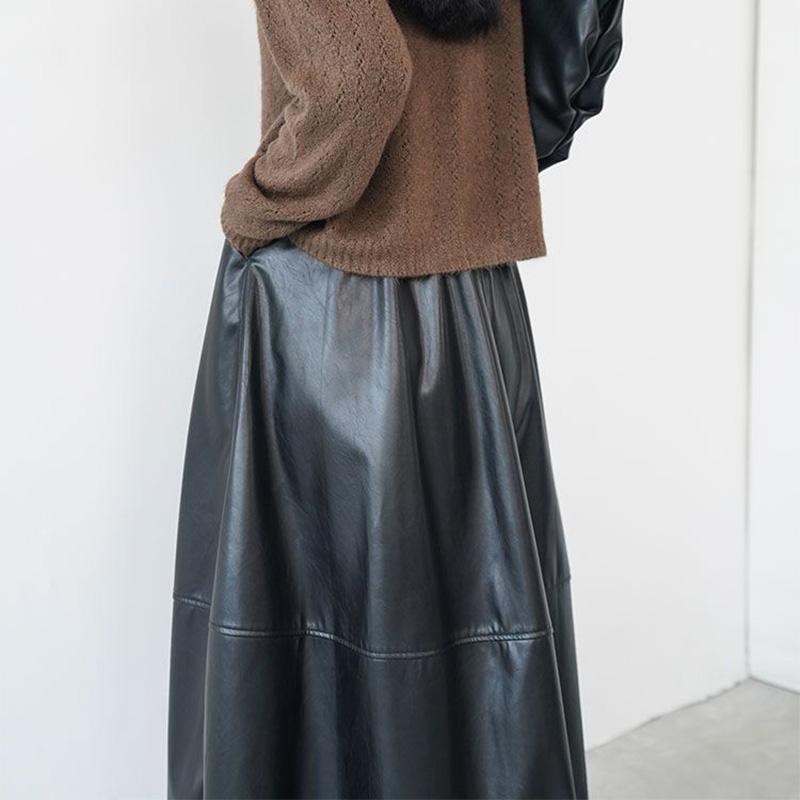 Женская матовая юбка из искусственной кожи в стиле ретро — фото 10