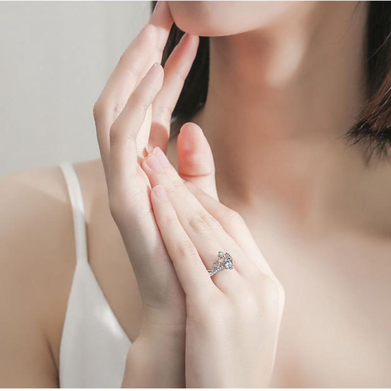 New 925 Sterling Silver Crown Ring For Women Lover Fashion Adjustable Zirconia Moissanite Ring Women Anniversary Jewelry Gift