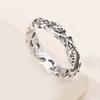 Huajie Charming Women's Flower Carving Ancient Silver Color Rings Hollow Elegant Banquet Ring  Trendy Tide