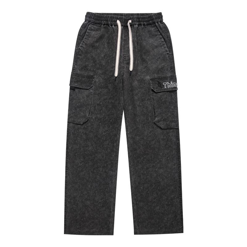 Men's Retro Wide-Leg Multi-Pocket Outdoor Pants for Running, Climbing, and Hiking