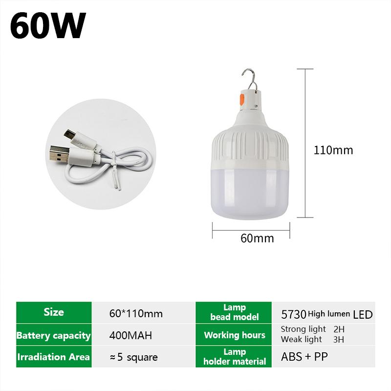 Portable USB Rechargeable Lamp LED Camping Lights Outdoor Emergency Bulb High Power Lamp Bulb Battery Lantern BBQ Tents Lighting