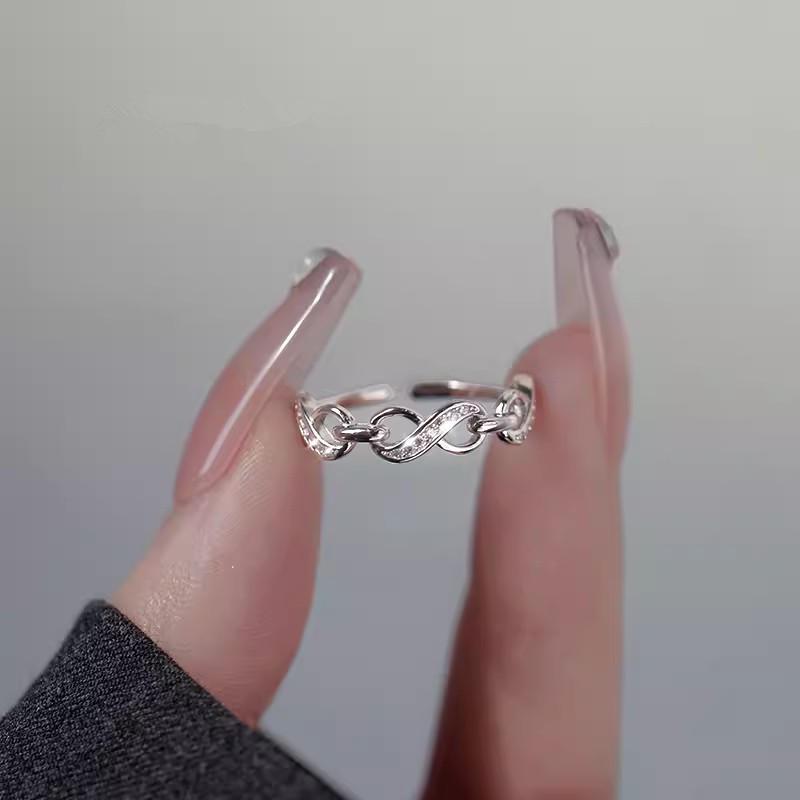 Trendiger offener Ring: 925 Versilberter Kettenring für Damen, Nischendesign, Cold-Style-Mode