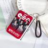 BTS Sliding Photocard Holder, Protective ID Badge Card Case with Braided Keychain Strap, Student Campus Bus Meal Card Protector Merch for ARMY