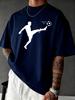 Unisex 100 Cotton Solid Color Tshirt Oversize Casual Streetwear Short Sleeve Tops With Football Player Kick Silhouette Print