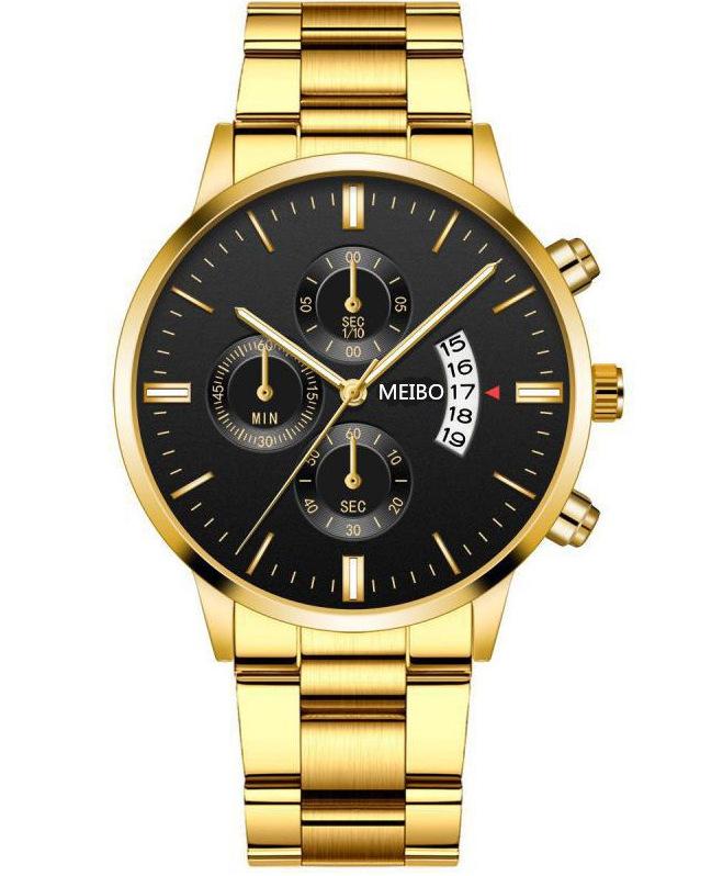 Men'S Business Watch, Steel Belt Calendar Couple, Men'S Classic Fake Three-Eye Quartz Watch