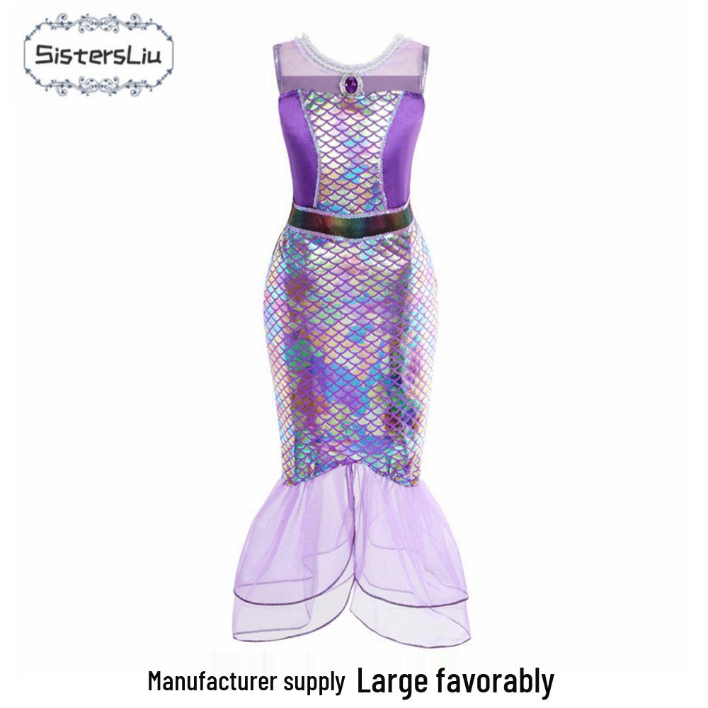 Mermaid Princess Dress for Girls - 2022 Ariel Fishtail Party Gown