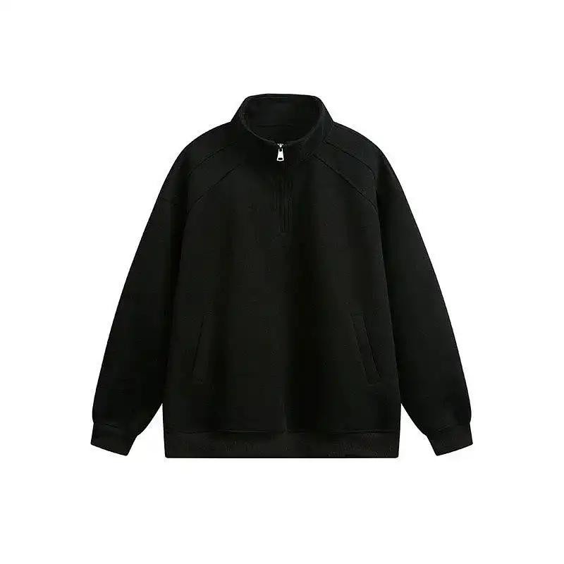 Reine Baumwolle Schweres Gewicht Hohes Gewicht Stehkragen Halber Reißverschluss Sweatshirt Reißverschluss Neues Set Amerikanischer Stil