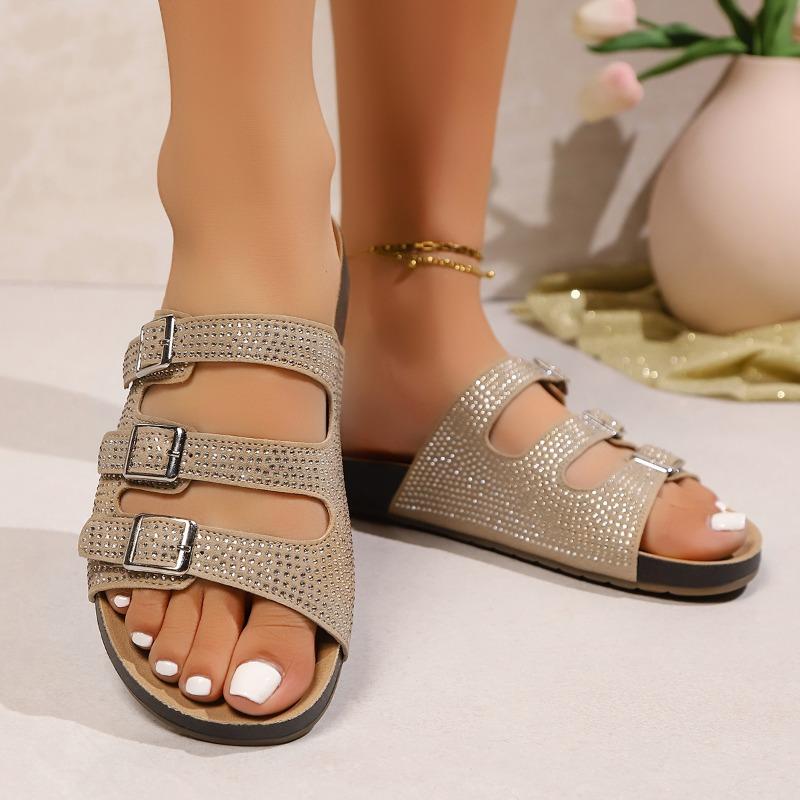 

Модные шлепанцы для женщин Новые роскошные женские домашние шлепанцы на плоской подошве Нескользящие пробковые шлепанцы Женские пляжные уличные домашние шлепанцы Сандалии 41 хаки