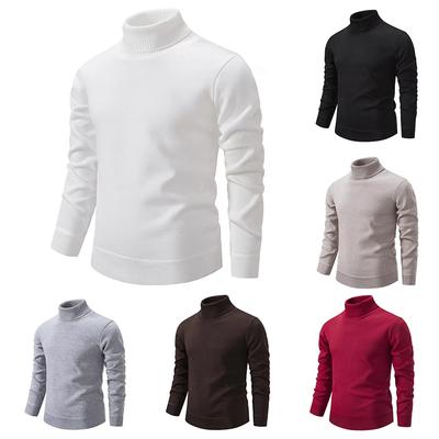 Winter Fleece-Strickpullover für Herren, warmer Rollkragenpullover, einfarbig, dicker Pullover für Herren, lässig, Slim Fit, dehnbarer Pullover