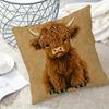 1Pc Baby Highland Cow Themed Printed Throw Pillow Cover, Suitable For Sofa, Bedroom, Living Room, A Fun Gift For Animal Lovers.