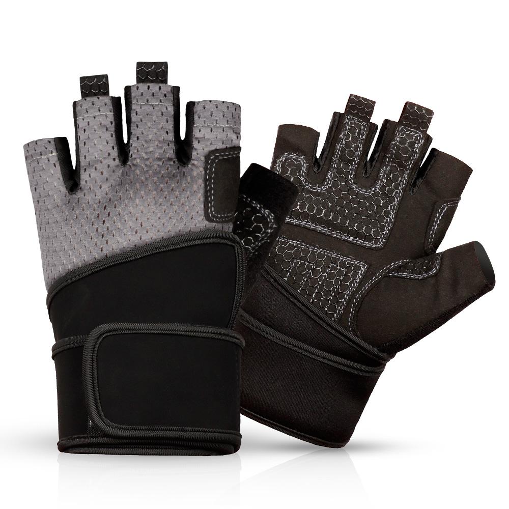 Custom Logo Half Finger Long Wrist Band Protection Gym Fitness Weight Lifting Gloves For Men