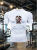 Men's White Brazilian Jiu-Jitsu Compression T-Shirt "BJJ" Bulldog Print Quick Dry Gym Workout Top