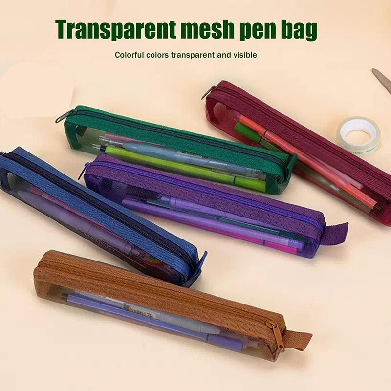Mesh Travel Cosmetic Storage Bag Toiletries Clear Wash Bag Brush Storage Bag Multi-Functional Square Stationery Pencil Pouch