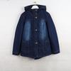 Home Autumn and Winter Foreign Trade European and American Plus Size Plus Size Women Clothes Hooded Fleece-lined Thickened Denim Coat Mid-Length