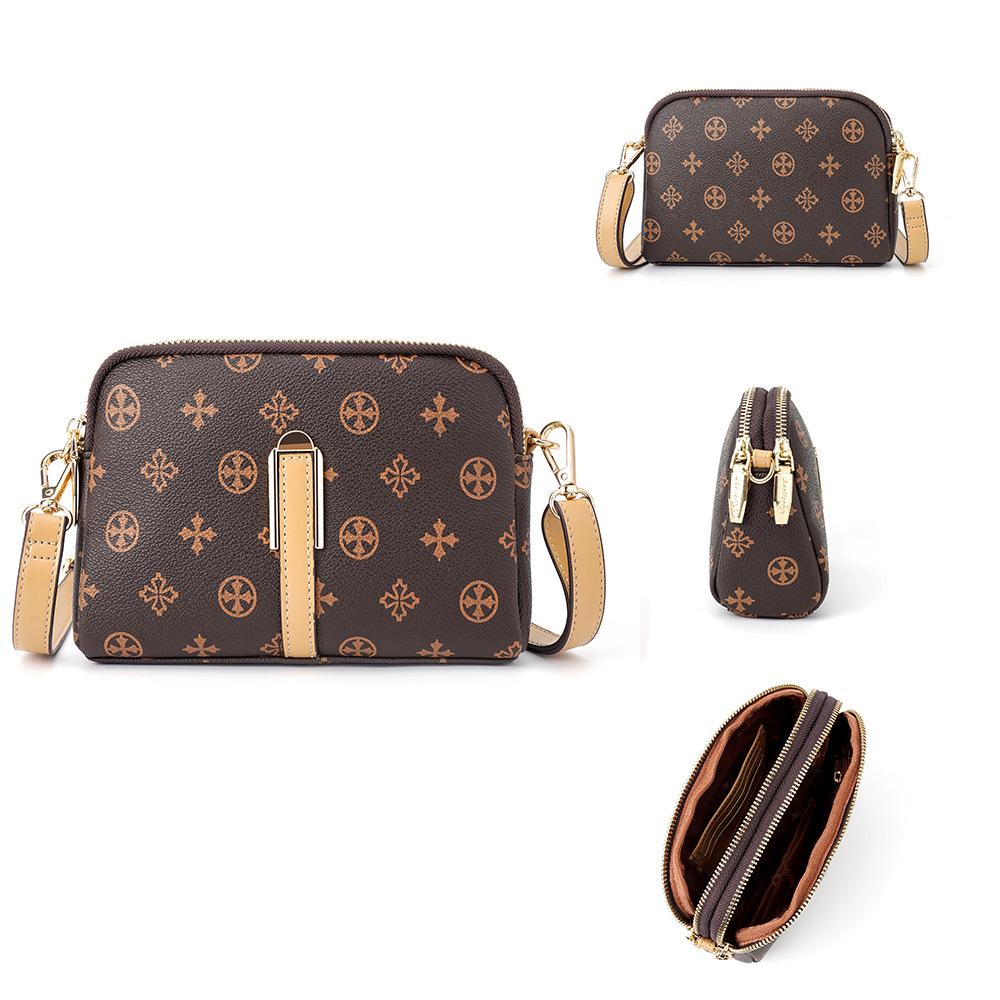 

Женская сумка Baellerry с монограммой в европейском и американском стиле с двойной молнией через плечо, модная маленькая сумка на одно плечо абрикосовый