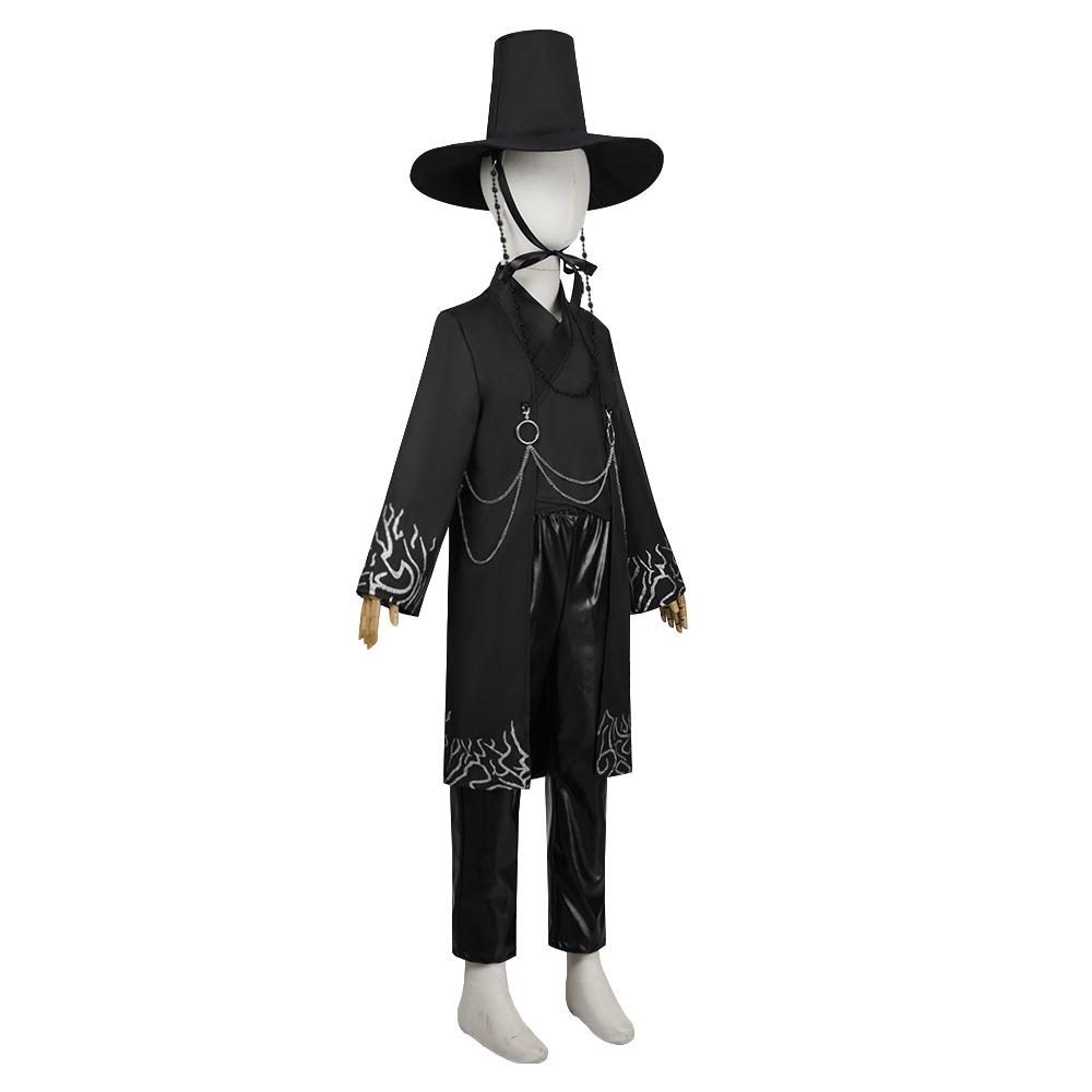 Kids Cosplay Suit KPop Demon Hunters Saja Boys Cospplay Costume Jinu Saja Robe Baby Black Uniform Stage Performance Halloween