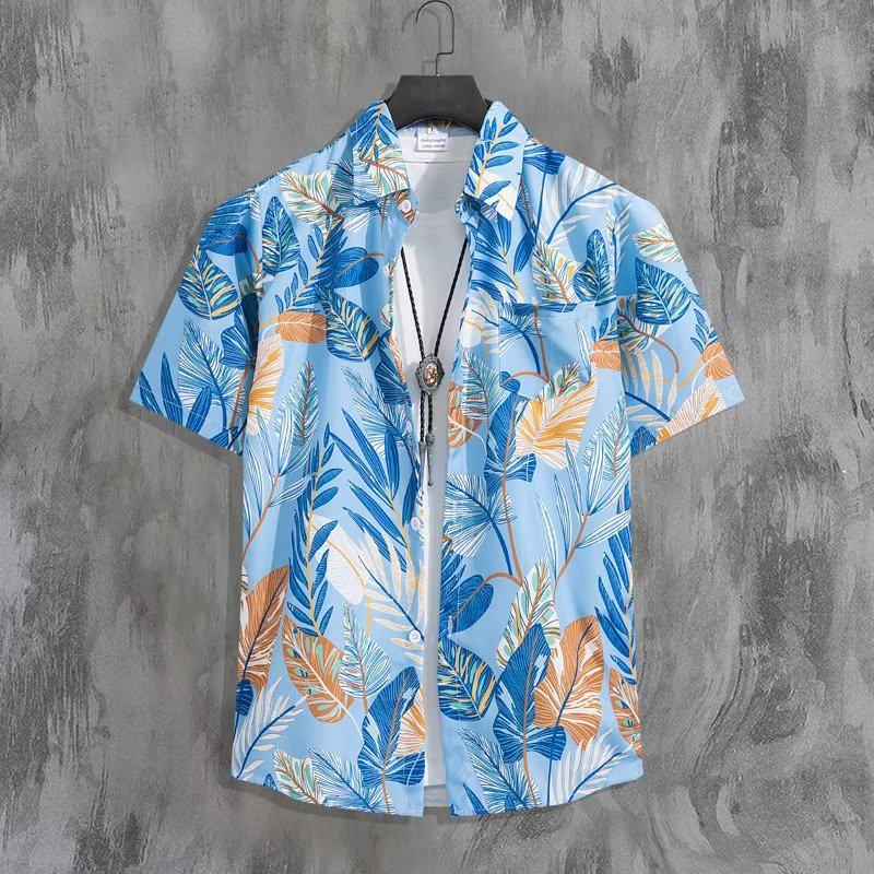 Men's Casual Floral Beachwear Shirt - Short Sleeve, Ideal for Summer Travel in Sanya or Thailand