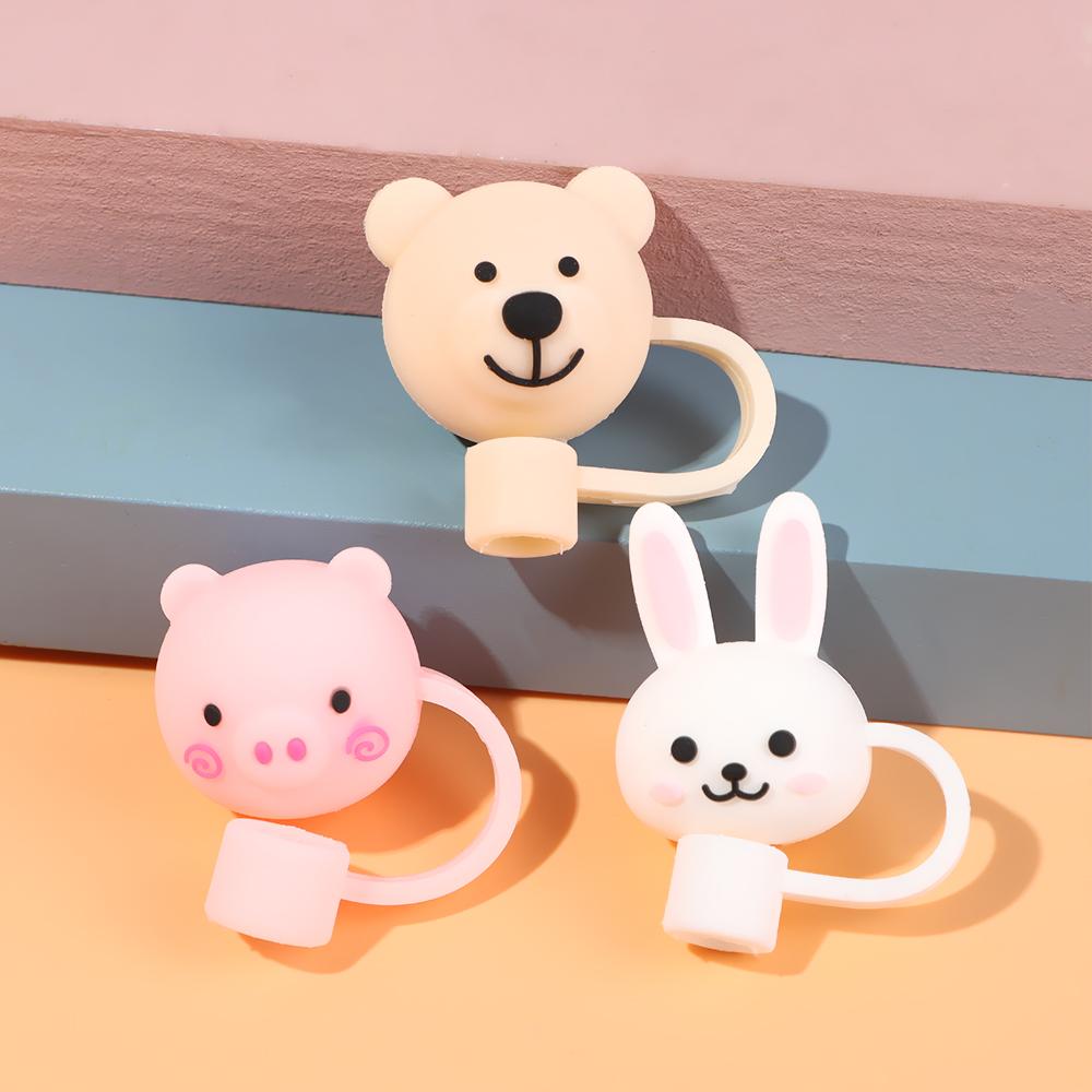 1pcs Reusable Straw Tips Airtight Cartoon Plugs Cover Silicone Straw Plug Cup Accessories Drinking Dust Cap