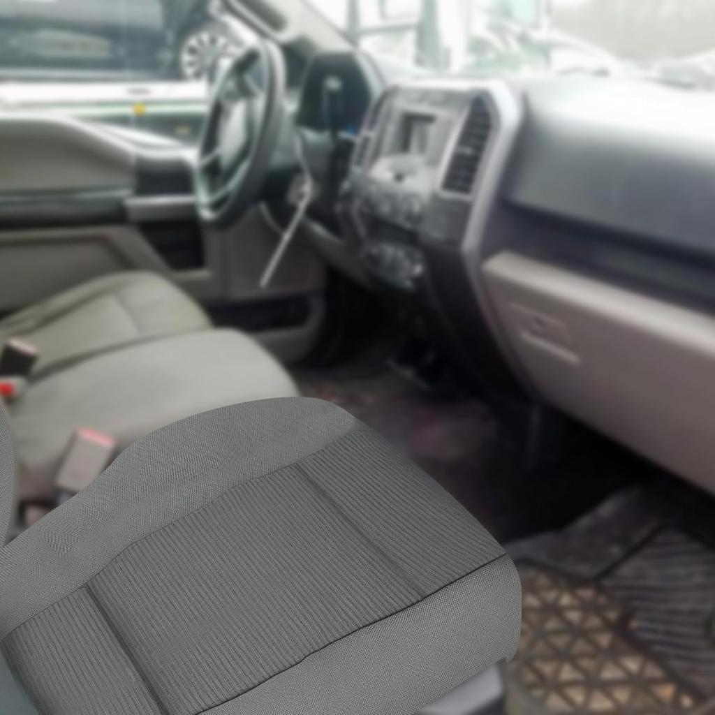 Medium Gray Cloth Driver Side Bottom Seat Cover Compatible with Ford F150 XLT 2015 2016 2017 2018