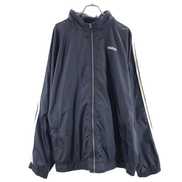 Adidas 90s Old Logo Embroidery Nylon Jacket XL Black Men's Used