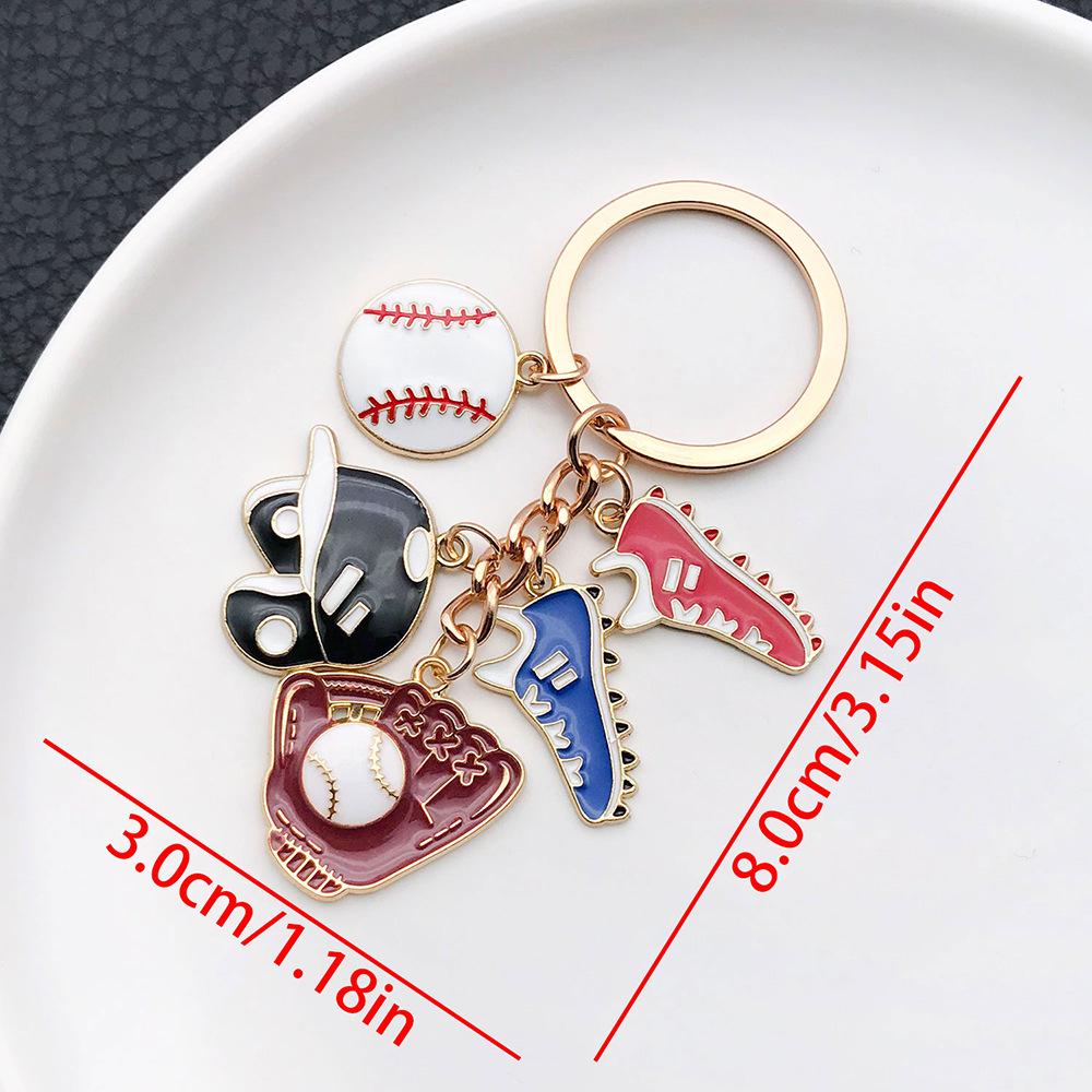 Red & Blue Cartoon Baseball Keychain Pendant: Cute Couple Bag Ornament