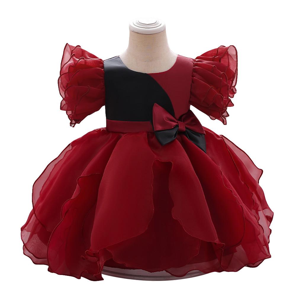 

Рождественское платье для девочек от 0 до 24 месяцев, детский костюм, элегантные детские праздничные платья принцессы, кружевное платье с короткими рукавами для девочек, свадебное платье для выпускного вечера 80 малиновый