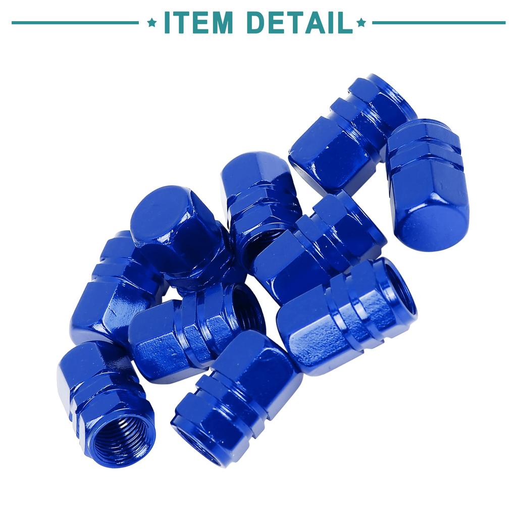 ACROPIX 10pcs Car Tire Stem Valve Cap Tire Cap Wheel Valve Cover Tire Cap Hexagon Dustproof Aluminum Alloy Navy Blue